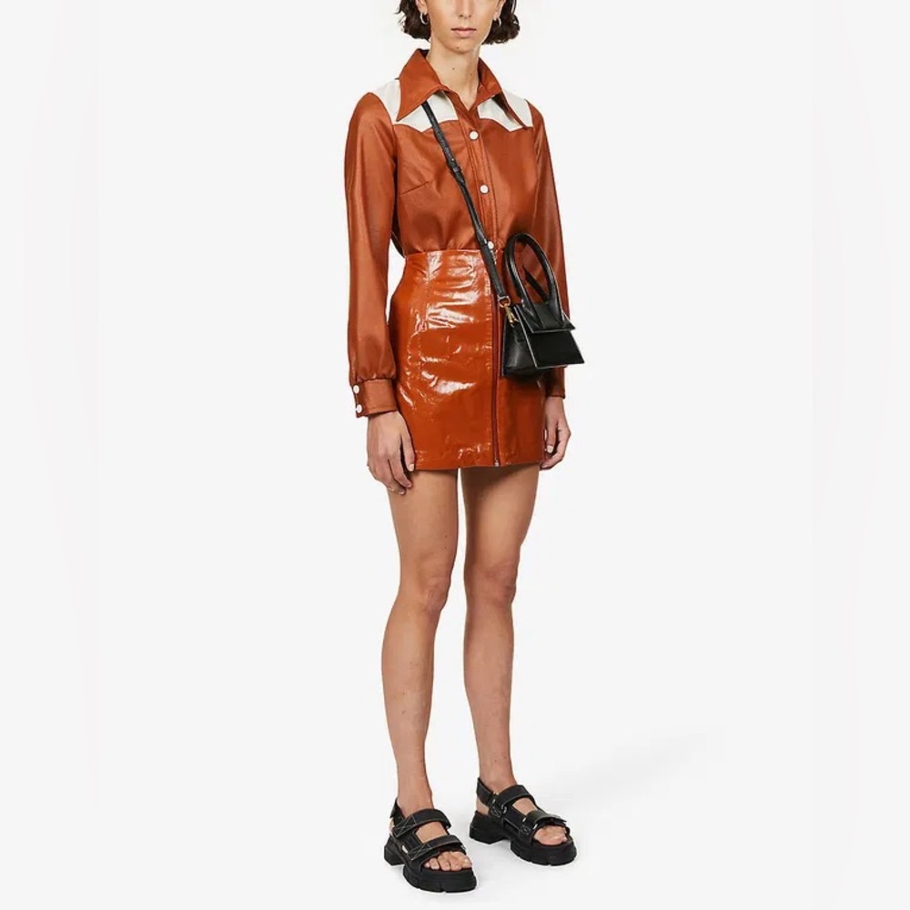 Katy High-Waisted Leather Mini Skirt